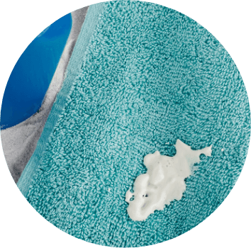 Topical cream stain on a towel